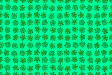 Kusursuz çiçek arkaplanı. Tarzsız çiçek motifi deseni, çiçekler, delik, noktalar, yeşil arka planda karalamalar. El çizimi.