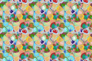 Bahar çiçeği arkaplanı. Küçük renkli çiçekler. Küçük çiçekte şirin bir desen. Moda baskıları için zarif bir şablon. Motley illüstrasyonu.