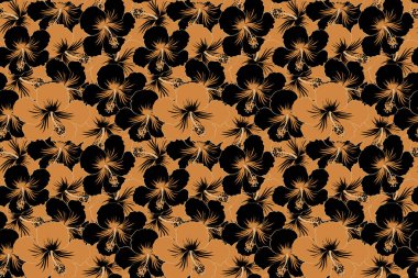 Yatak çarşafları, ceket, paket tasarımı, kumaş, moda kavramları için tekstil baskısı. Çiçeksiz, suluboya efektli desen. Egzotik, dikişsiz çiçek desenli. Siyah ve sarı amber deseni.