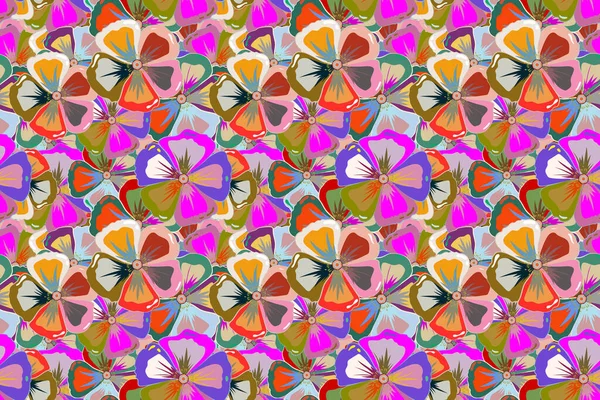 Wielokolorowy Kwiatowy Bezszwowy Wzór Abstrakcyjnymi Kwiatami Ręcznie Rysunek Efektem Akwareli — Zdjęcie stockowe