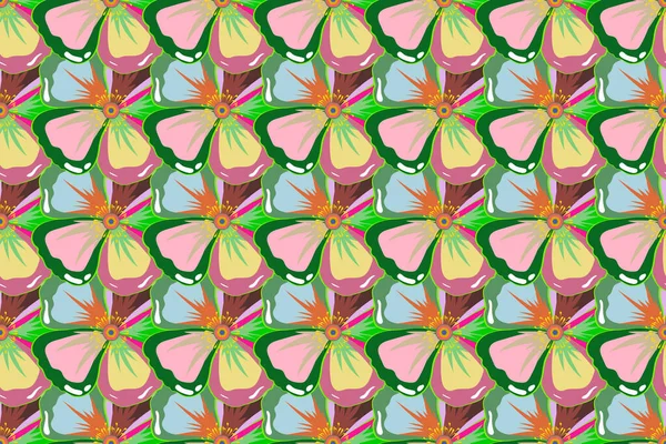 Який Акварельний Квітковий Принт Безшовний Візерунок Жовтому Рожевому Зеленому Кольорах — стокове фото