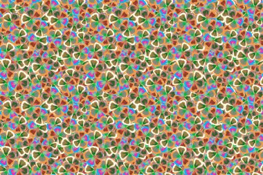 Grafiksel desen bej, turuncu ve yeşil renklerde. Biçimlendirilmiş küçük çiçeklerle kusursuz desen arkaplanı.