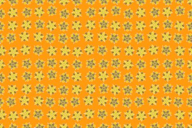 El çizimi. Tarzsız çiçek motifi deseni, çiçekler, delik, noktalar, turuncu arka planda karalamalar. Kusursuz çiçek arkaplanı.