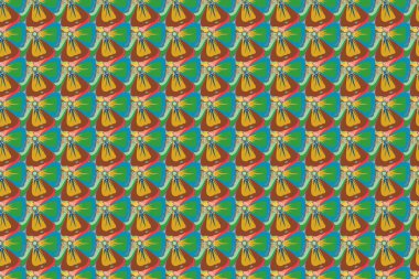 İç tasarım, baskı, web ve tekstil tasarımı için iyi bir tasarım. Kahverengi, mavi ve yeşil renklerde çiçeklerin kusursuz dokusu. Optik yanılsama.