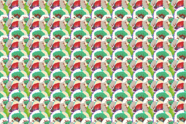 Иллюстрация Многими Разноцветными Цветами Модный Разноцветный Бесшовный Цветочный Узор — стоковое фото