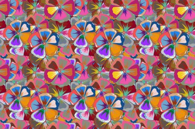 Çiçeklerle. Çiçekli suluboya arka plan. Yatak çarşafları, ceket, paket tasarımı, kumaş ve moda kavramları için tekstil baskısı.