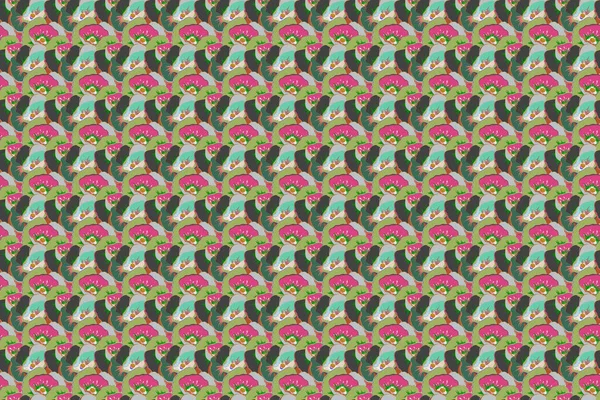 Яскравий Гавайський Дизайн Тропічними Рослинами Абстрактними Різнокольоровими Квітами — стокове фото