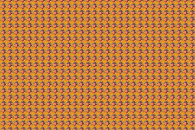 Sarı, mor ve turuncu renklerde küçük, pürüzsüz desenler. Şık bir şekilde stilize edilmiş çiçekler. Çiçek duvar kağıdı.