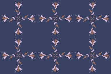 Yatay biçimlendirilmiş çiçek motifinin kusursuz deseni, delik, noktalar, çiçekler, renkli arkaplanda fotokopi alanı olan karalamalar. Yatay dikişsiz çiçek arkaplanı. El çizimi.