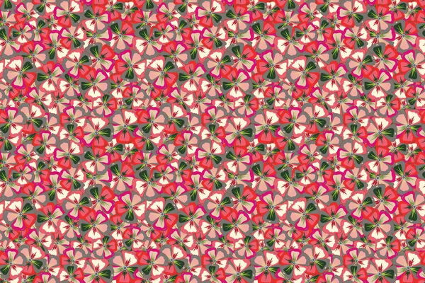 蕾から花へと進化する開花植物 ピンク ベージュ 緑の色の美しい薄緑色の花 装飾や織物のためのシームレスなパターン — ストック写真