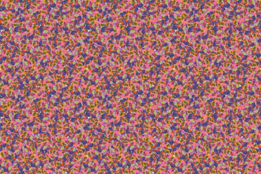 Elin pürüzsüz deseni, mor, yeşil ve turuncu renkte pek çok küçük çiçek çizdi..