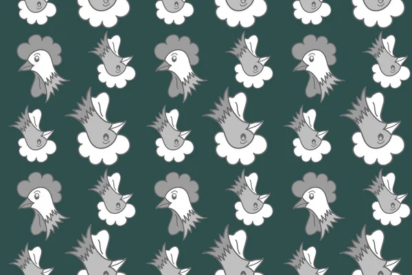 Seamless Pattern Stylized Rooster Hen Cock Chicken Hole Spots Colored — Stock Photo, Image