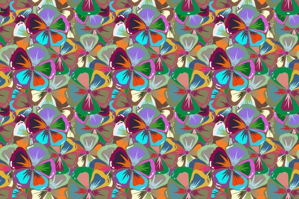 Küçük Basit Çiçeklerin Çok Renkli Süslemeleri Tasarım Tekstil Için Soyut — Stok fotoğraf