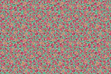 Birçok çiçek yeşil, kahverengi ve morumsu renklerdedir. Romantik bir geçmişi ve çiçeklerle süslenmiş bir tasarımı var. Sevimli kusursuz desen tasarımı.