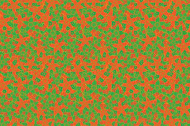 Çizgili arka planda dikişsiz suluboya desen. Sarı, kırmızı ve yeşil renklerde çiçek deseni.