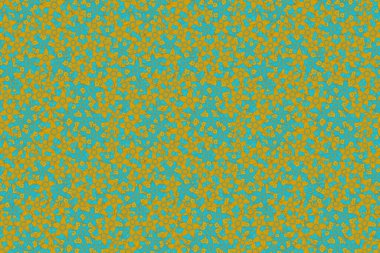 Yeşil, sarı ve mavi renkli çiçeklerle soyut zarafet deseni.