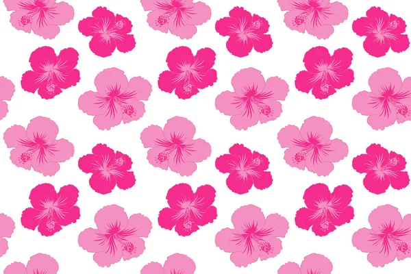 Heller Hawaiianer Mit Tropischen Hibiskusblüten Auf Weißem Hintergrund Magentafarbenen Farben — Stockfoto