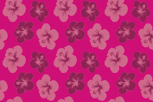 Dibujo Dibujado Mano Efecto Pintura Acuarela Flores Hibisco Magenta Rosa — Foto de Stock