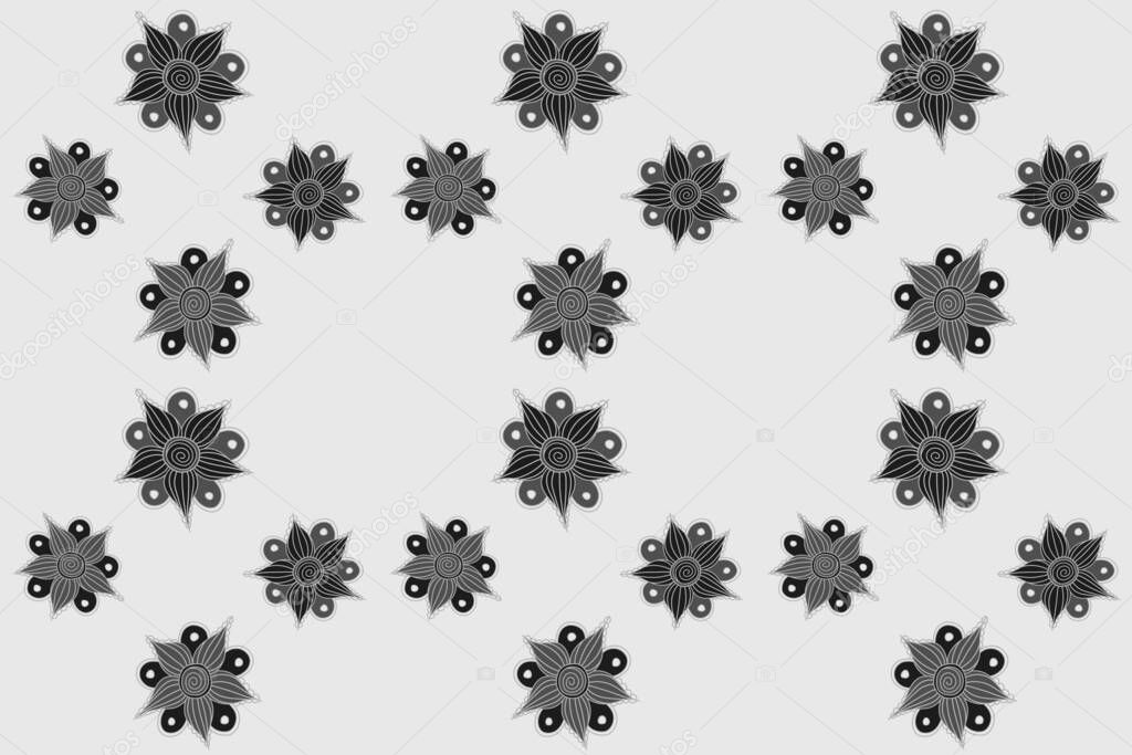 Seamless pattern with cute flowers in brown and gray colors.