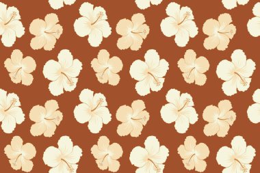 Kahverengi arka planda el çizimi amber çiçekleri.