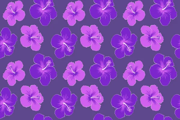 Feuilles Tropicales Violet Fleurs Blanches Grises Motif Sans Couture Illustration — Photo