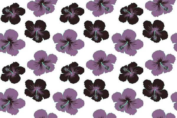 Tropical Leaves Flowers Seamless Pattern Black Purple Hand Painted Illustration — Stock Photo, Image