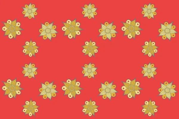 Bezszwowy Wzór Kwiatowy Stylizowanymi Kwiatami Kolorze Różowym Żółtym Szarym — Zdjęcie stockowe
