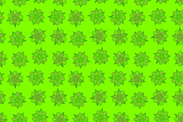 Nahtloses Hintergrundmuster Mit Tropischen Blumen Und Blättern Grünen Farben — Stockfoto