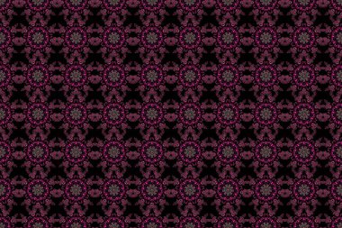 Pembe renklerde, pürüzsüz desen elementi. Klasik lüks, eski moda İspanyol süsü, duvar kağıtları, tekstil ve ambalaj için kraliyet Victoria dönemi dikişsiz dokusu. Zarif çiçekli barok şablonu.