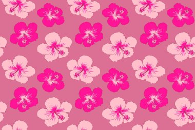 Suluboya tarzında tropik çiçeklerle kusursuz desen. Pembe arka planda hibiscus deseni.