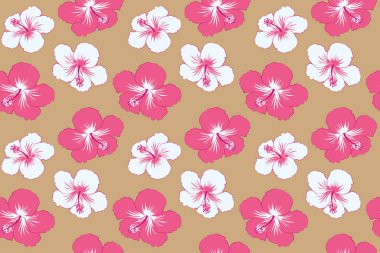 Kusursuz tropikal çiçek deseni, bej arka planda amber çiçeği, sık orman. El boyaması. Tropik yaz motifli desen doku, ambalaj kağıdı veya tekstil tasarımı olarak kullanılabilir.