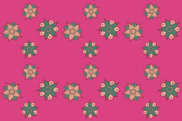 ストックイラスト ピンク ベージュ 緑の抽象的な花のシームレスなパターン ヴィンテージスタイル — ストック写真