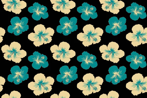 Beige Blue Flowers Black Background — Stock Photo, Image