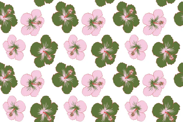 Hibiscus Floral Pattern Colorful Floral Seamless Pattern Green Pink Hibiscus — Stock Photo, Image