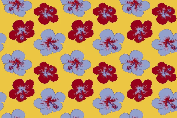 Diseño Hawaiano Brillante Con Plantas Tropicales Flores Hibisco Sobre Fondo — Foto de Stock