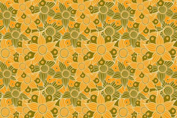 Floral wallpaper in beige, yellow and brown colors. Traditional oriental seamless paisley pattern. Decorative ornament for fabric, textile, wrapping paper. Striped seamless pattern with paisley.