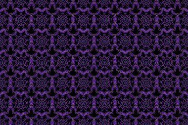 Arap tarzında soyut bir model. Kusursuz bir geçmişi var. Siyah arka planda mor doku. Grafiksel modern desen.