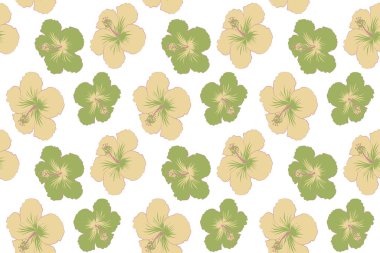 Tişört baskısı için bej ve yeşil amfibik çiçekli Aloha tipografisi, beyaz arkaplanda illüstrasyon.