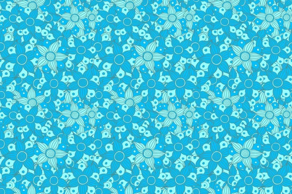 Ethnic Floral Seamless Pattern Green Blue Colors — Stock Photo, Image