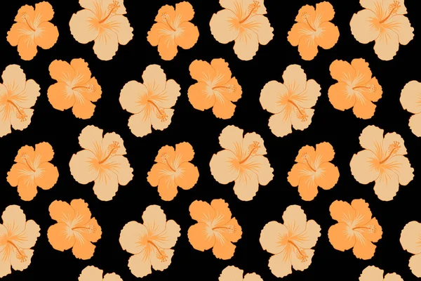 Siyah Arka Planda Bej Kahverengi Renkli Amber Çiçekleri Tropikal Bitkilerle — Stok fotoğraf