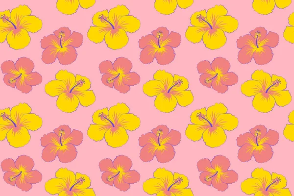 Безшовний Візерунок Жовтого Фіолетового Рожевого Кольорів Урожай Безшовні Тропічні Квіти — стокове фото