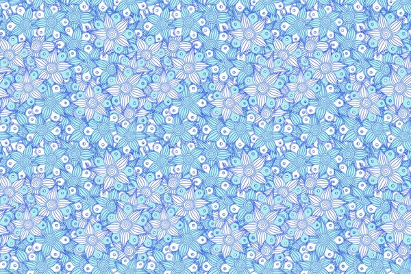 Moderní Motley Květinové Bezešvé Vzor Modré Šedé Bílé Barvě Květinový — Stock fotografie