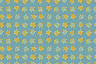 Mavi, sarı ve mor renkli çiçeklerle suluboya desenli. Çiçekli zarif desen, suluboya etkisi. Dekorasyon ve tasarım için güzel bir desen. Vintge biçiminde moda yazdırma