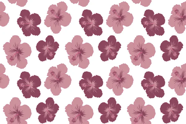 Pintura Dibujada Mano Flores Hibisco Colores Púrpura Patrón Sin Costura — Foto de Stock