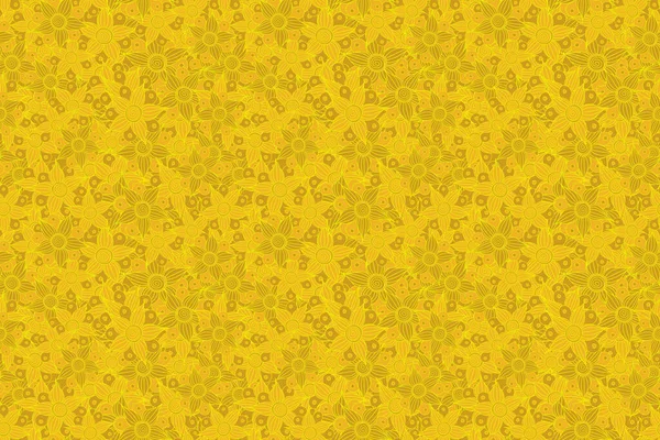 Patrón Fondo Sin Costuras Con Hojas Tropicales Flores Colores Amarillos —  Fotos de Stock