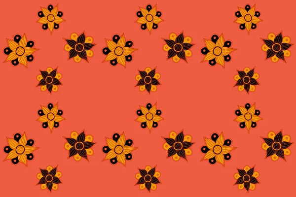 Květinová Vinobraní Bezešvé Vzor Žlutých Oranžových Černých Barvách — Stock fotografie