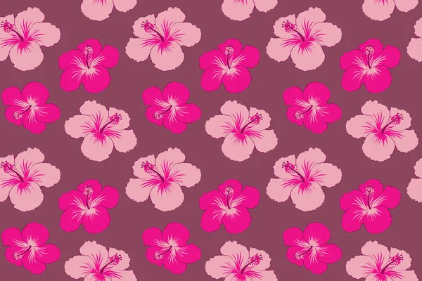 Рожеві Пурпурові Фіолетові Квіти Гібіскуса Безшовний Візерунок — стокове фото