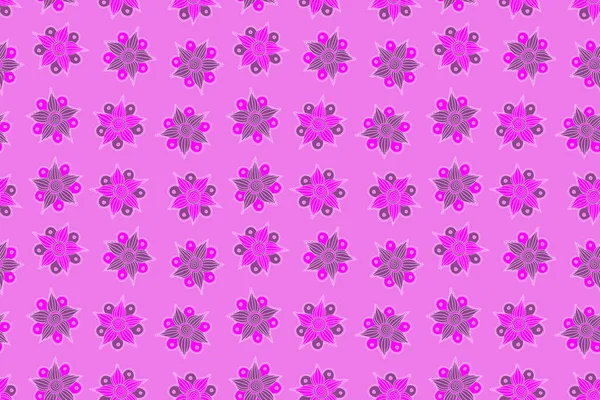 传统的东方无缝佩斯利图案 粉色和紫色的花纹墙纸 纺织品 包装纸装饰装饰 带衬里的无缝花纹 — 图库照片