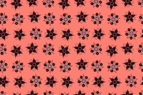 Naadloos Bloemenpatroon Met Bloemen Bladeren Zwarte Roze Rode Kleuren — Stockfoto