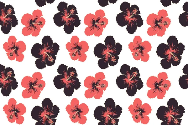 Aloha Havaiano Camisa Sem Costura Padrão Hibisco Cores Vermelhas Sobre — Fotografia de Stock